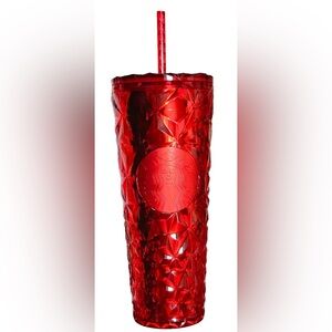 NWT Starbucks red Poinsettia prism red Cold Cup Tumbler Holiday 2023